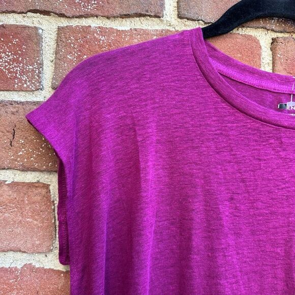 Eileen Fisher Women's $128 Organic Linen Jersey Shirred-Back Top sangria xxs - Picture 2 of 11